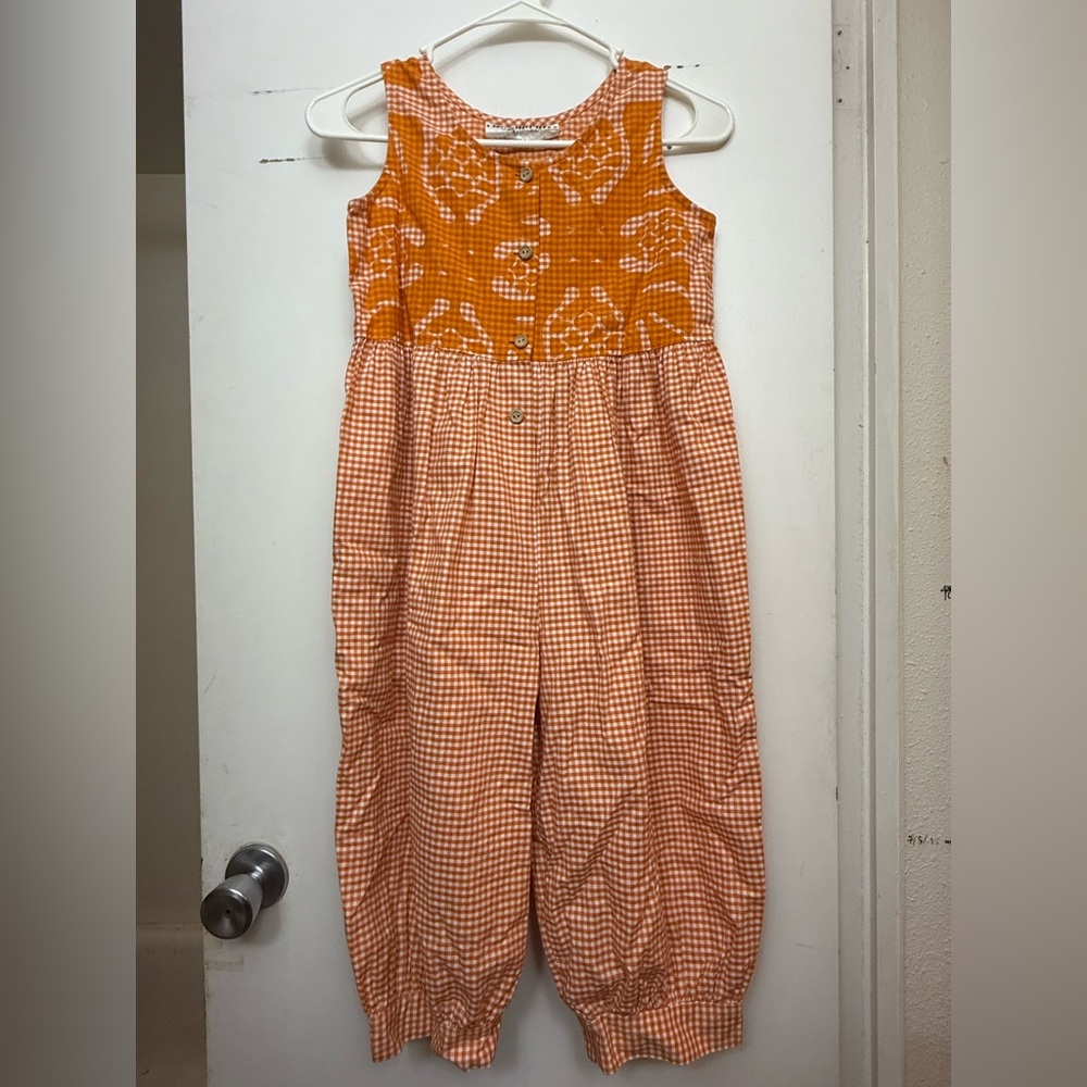 Vintage Orange Manuhealii Gingham Jumpsuit